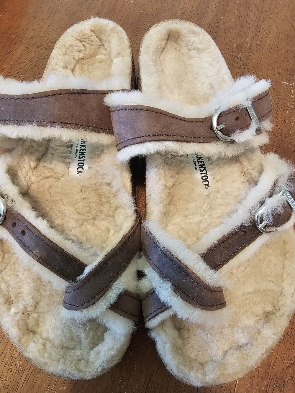 Birkenstock Mayari Shearling Lined Brown Leather Sandals